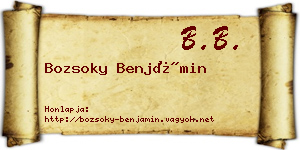 Bozsoky Benjámin névjegykártya